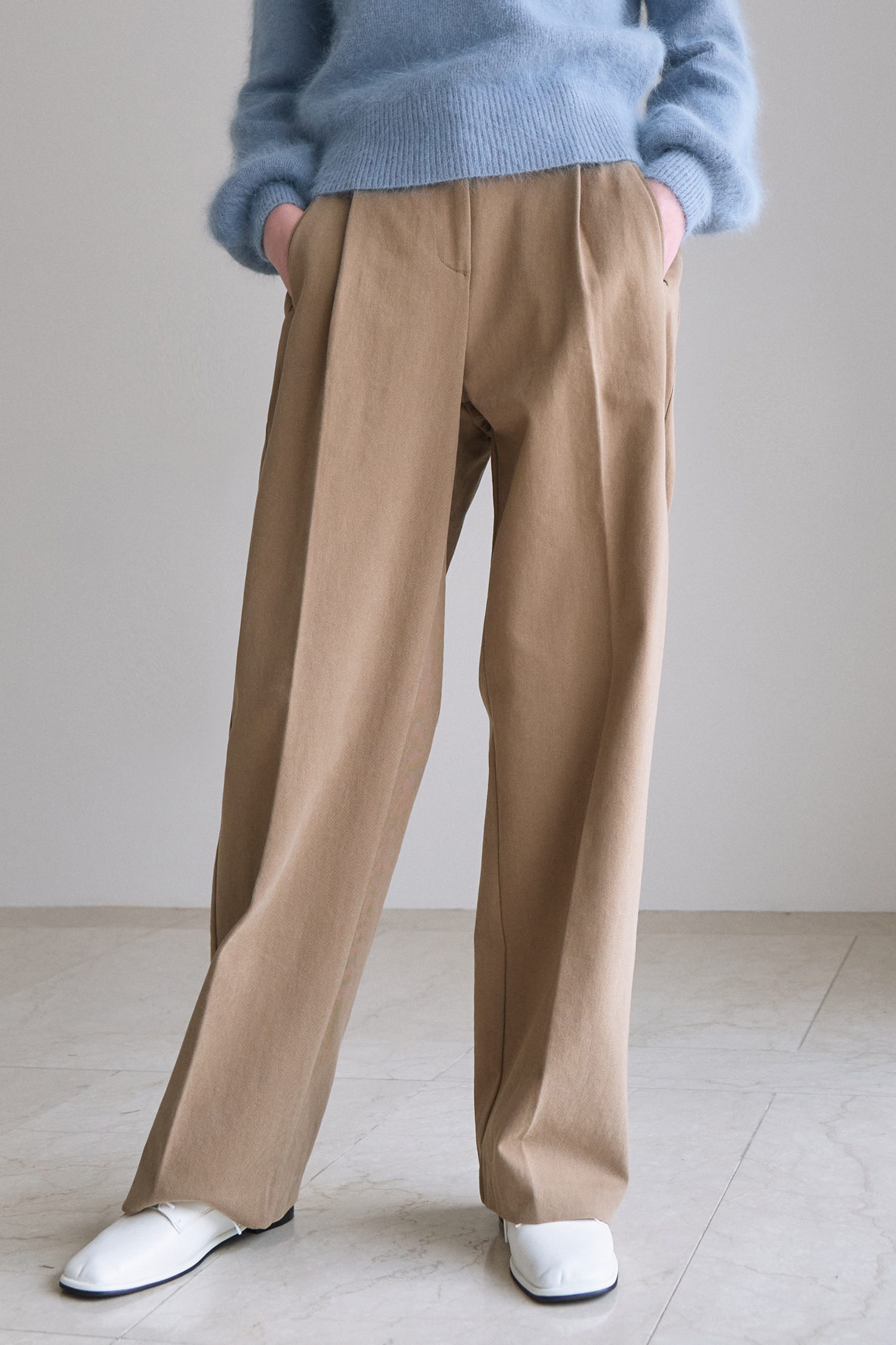 Pocket cotton slacks - beige