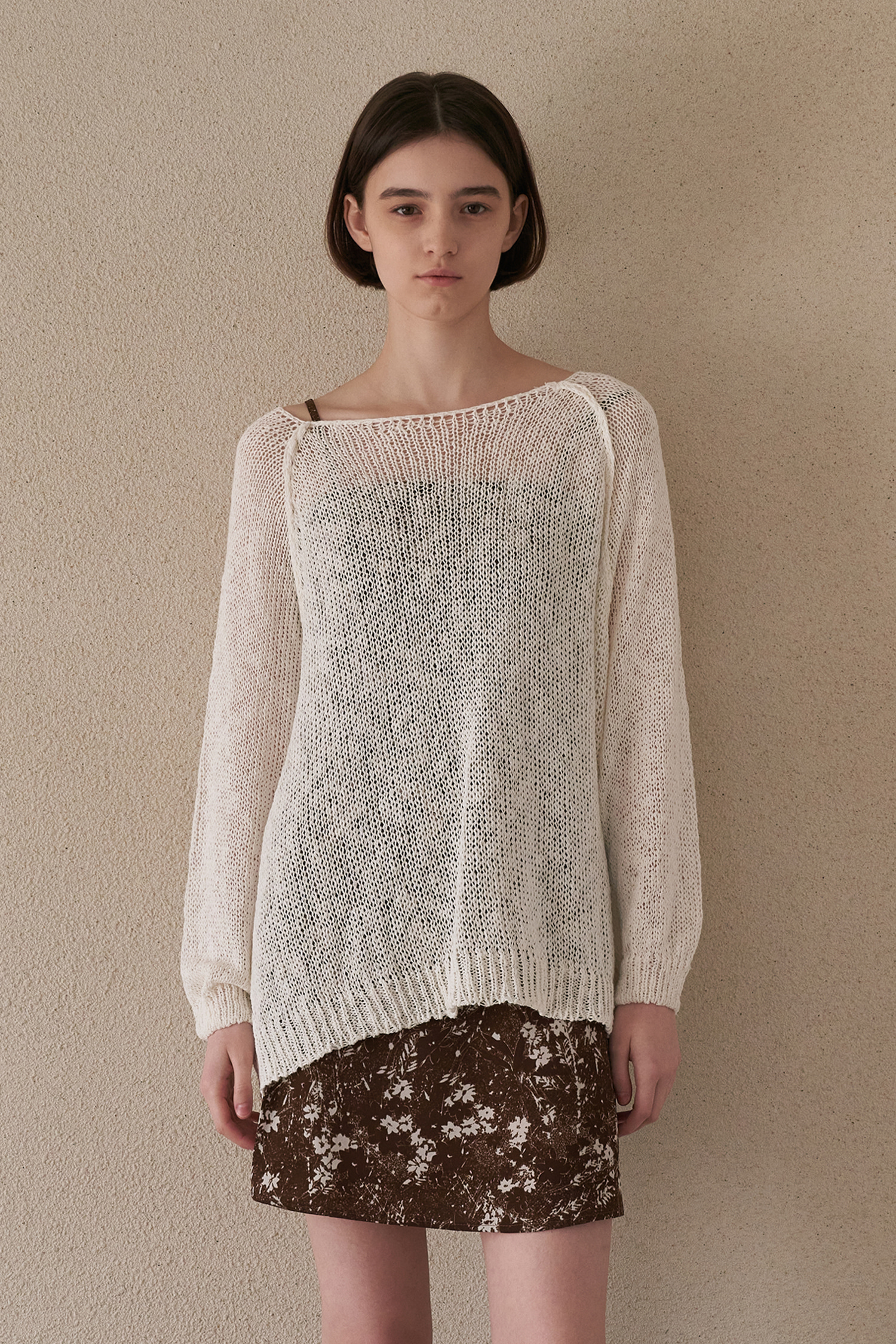 Loose fit netting knit - ivory