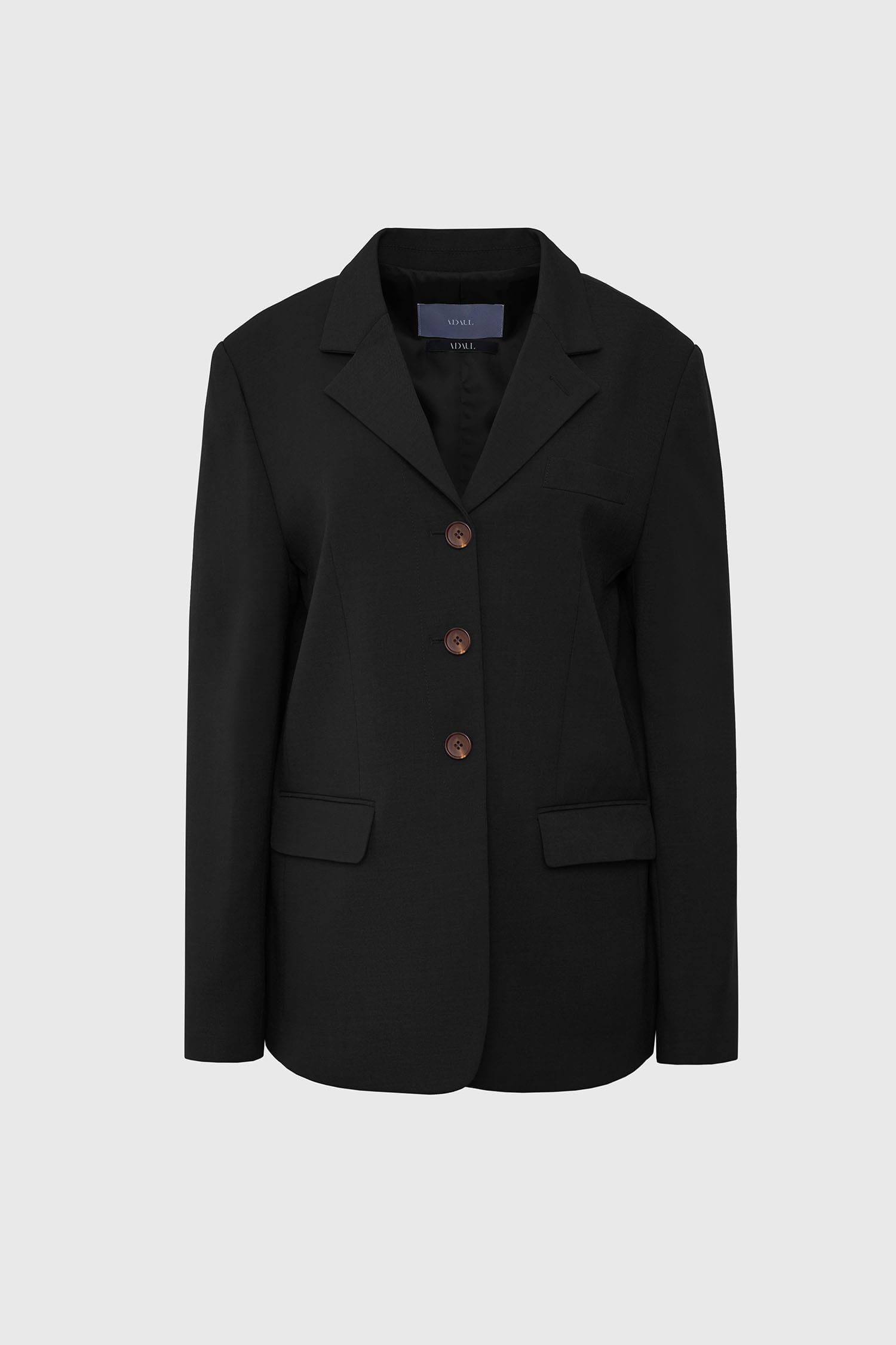 Over fit single jacket - black