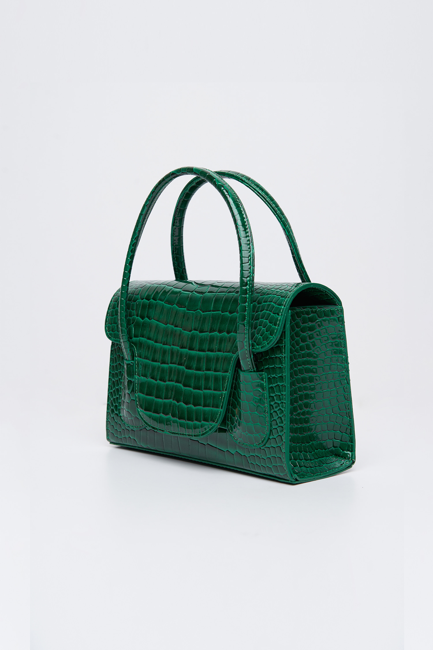 Enamel pattern square tote bag - green
