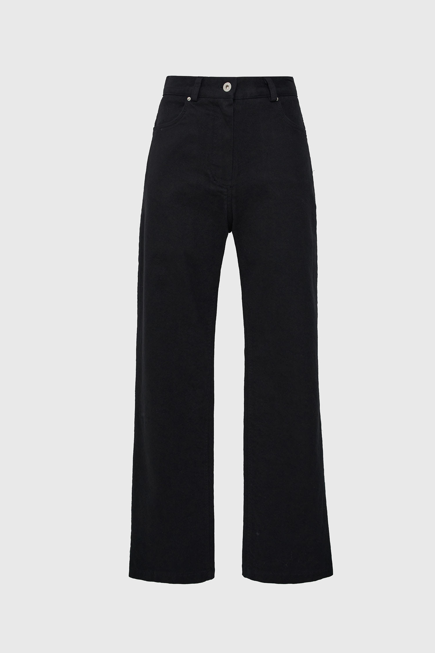 High waist straight denim pants - black