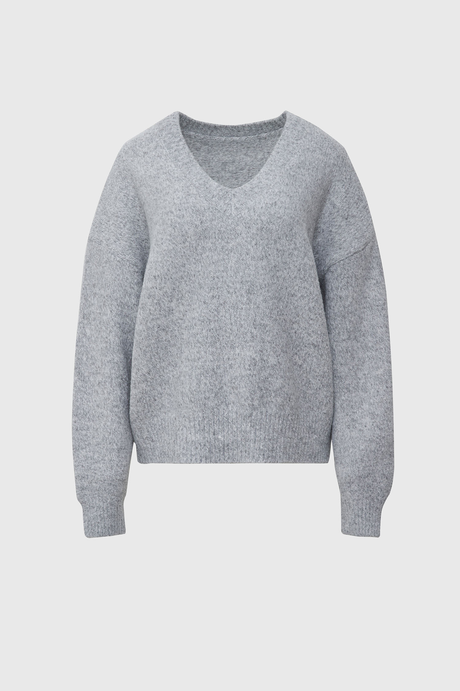 Soft loose V-neck knit - grey