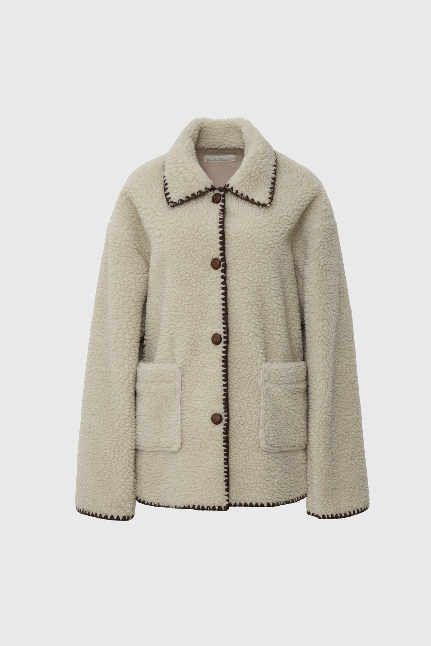 Tin fleece reversible collar jacket - ivory