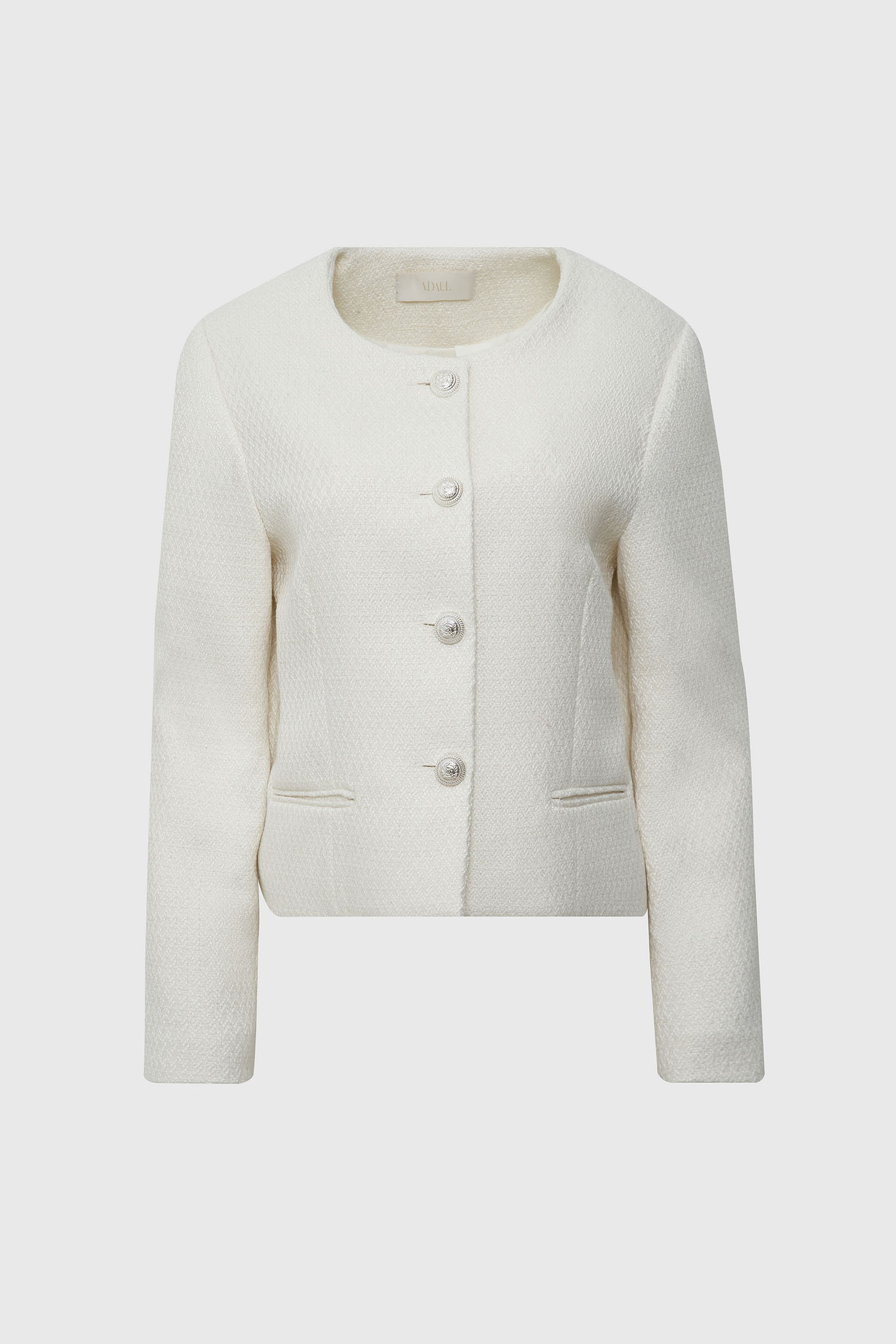 Bold button point tweed jacket - ivory