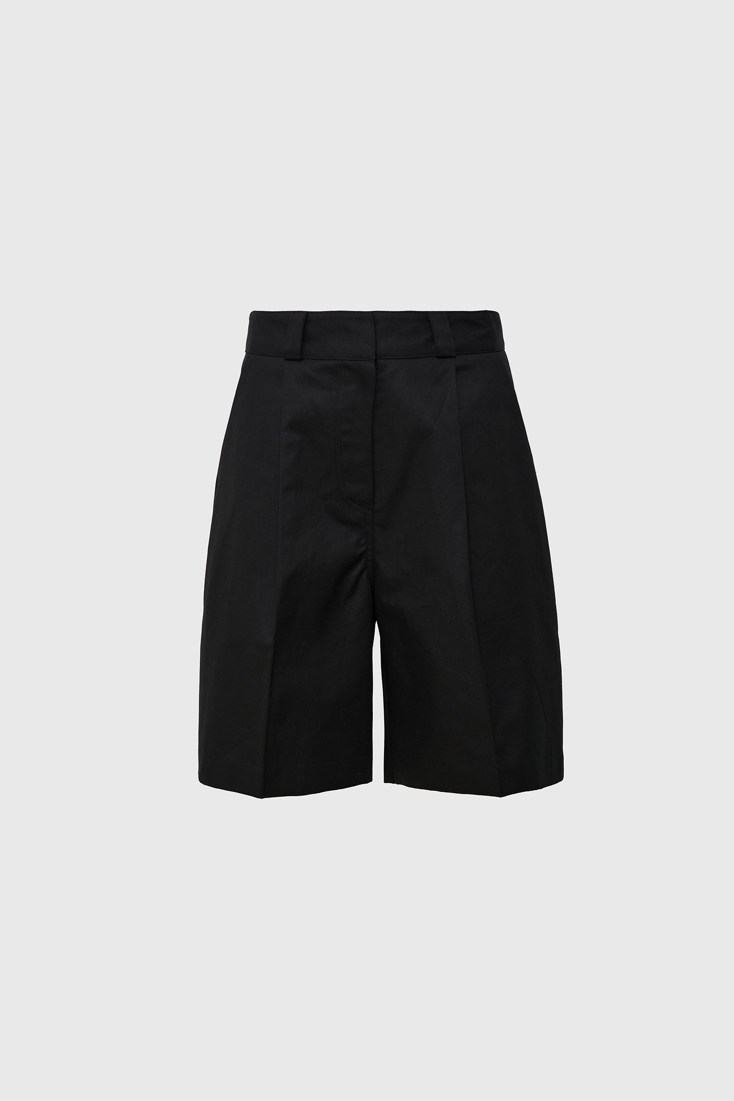 Bermuda pintuck cotton half pants - black