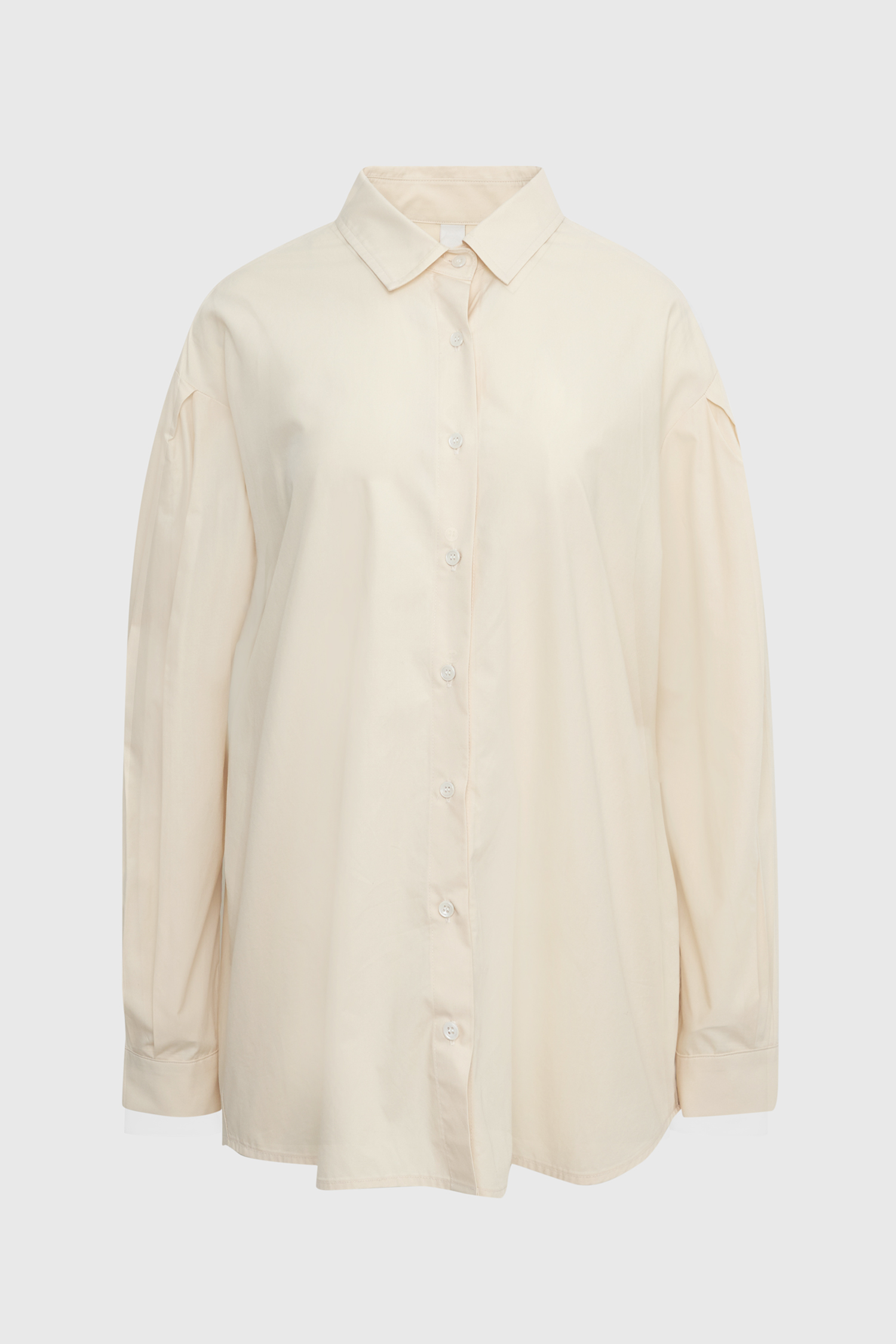 Basic daily loose fit puff  shirts - cream