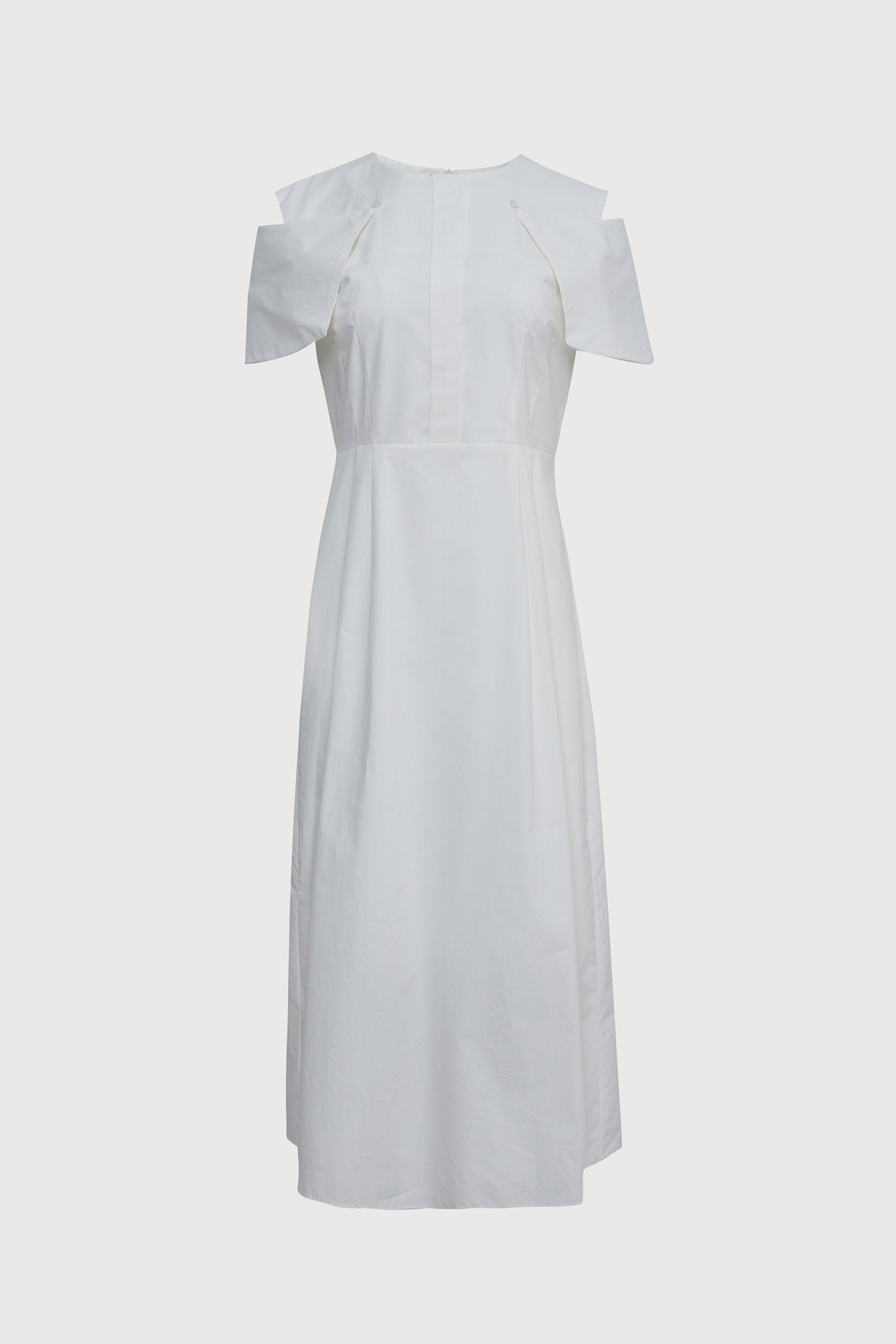 Cape layered long dress - white