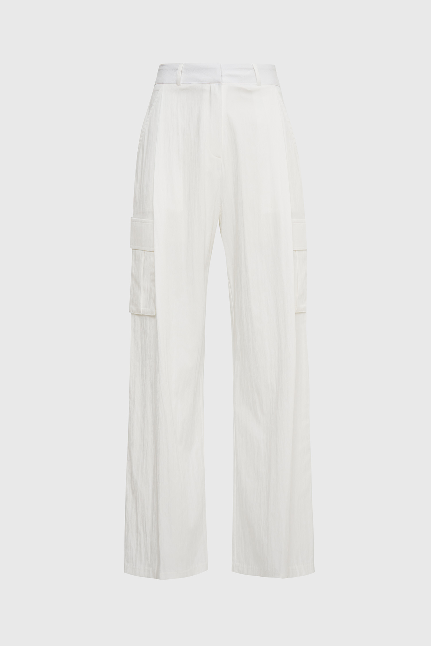 Nylon cargo wide pants - white