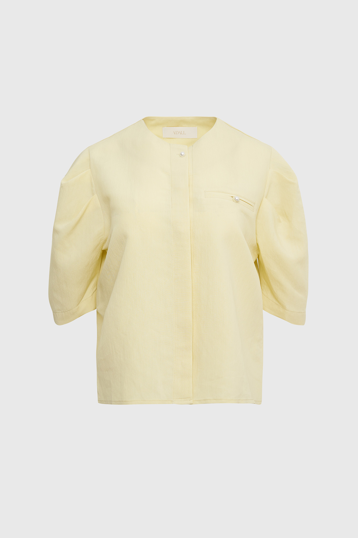 Lip pocket puff sleeve blouse - yellow