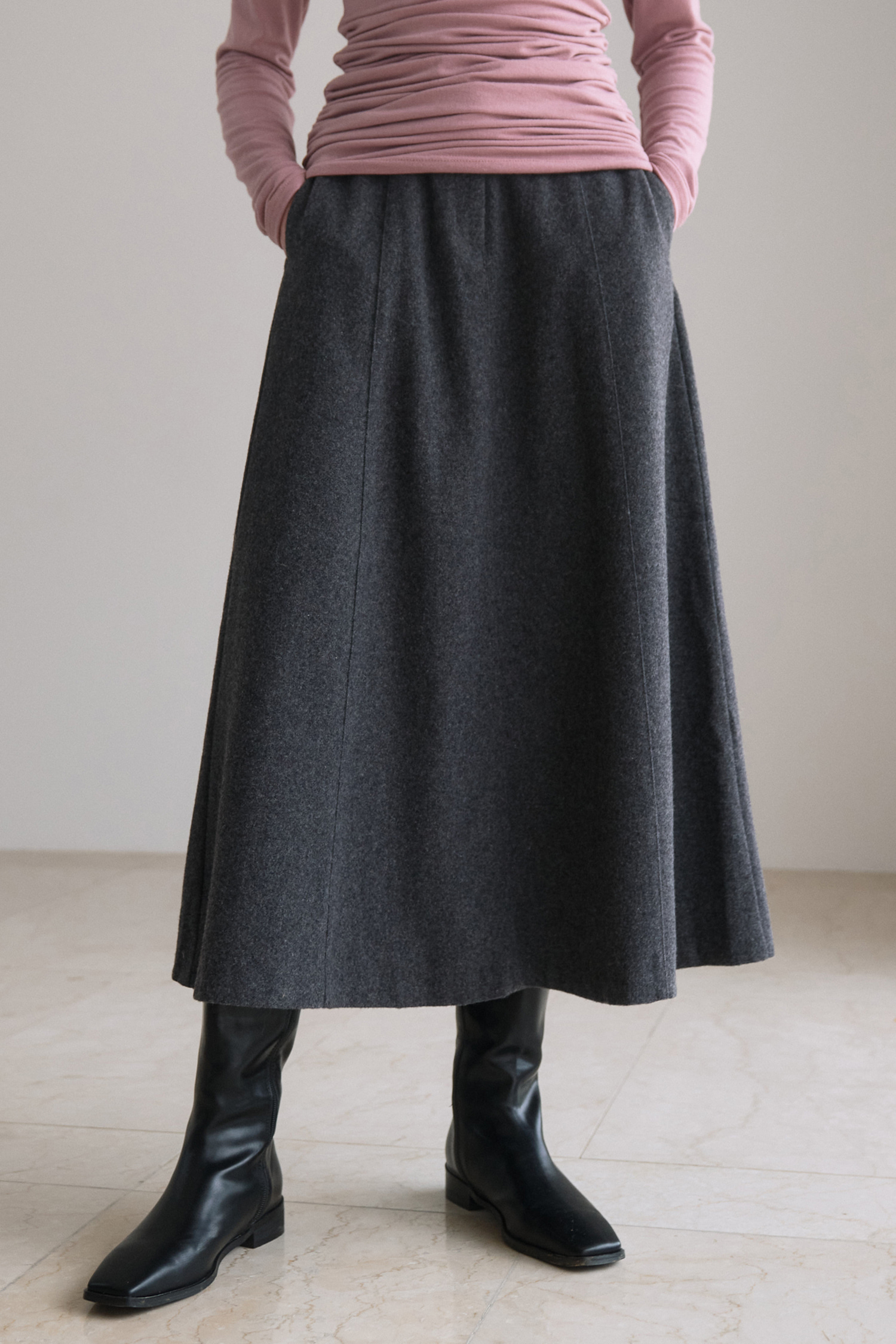 Solid flare skirt - charcoal