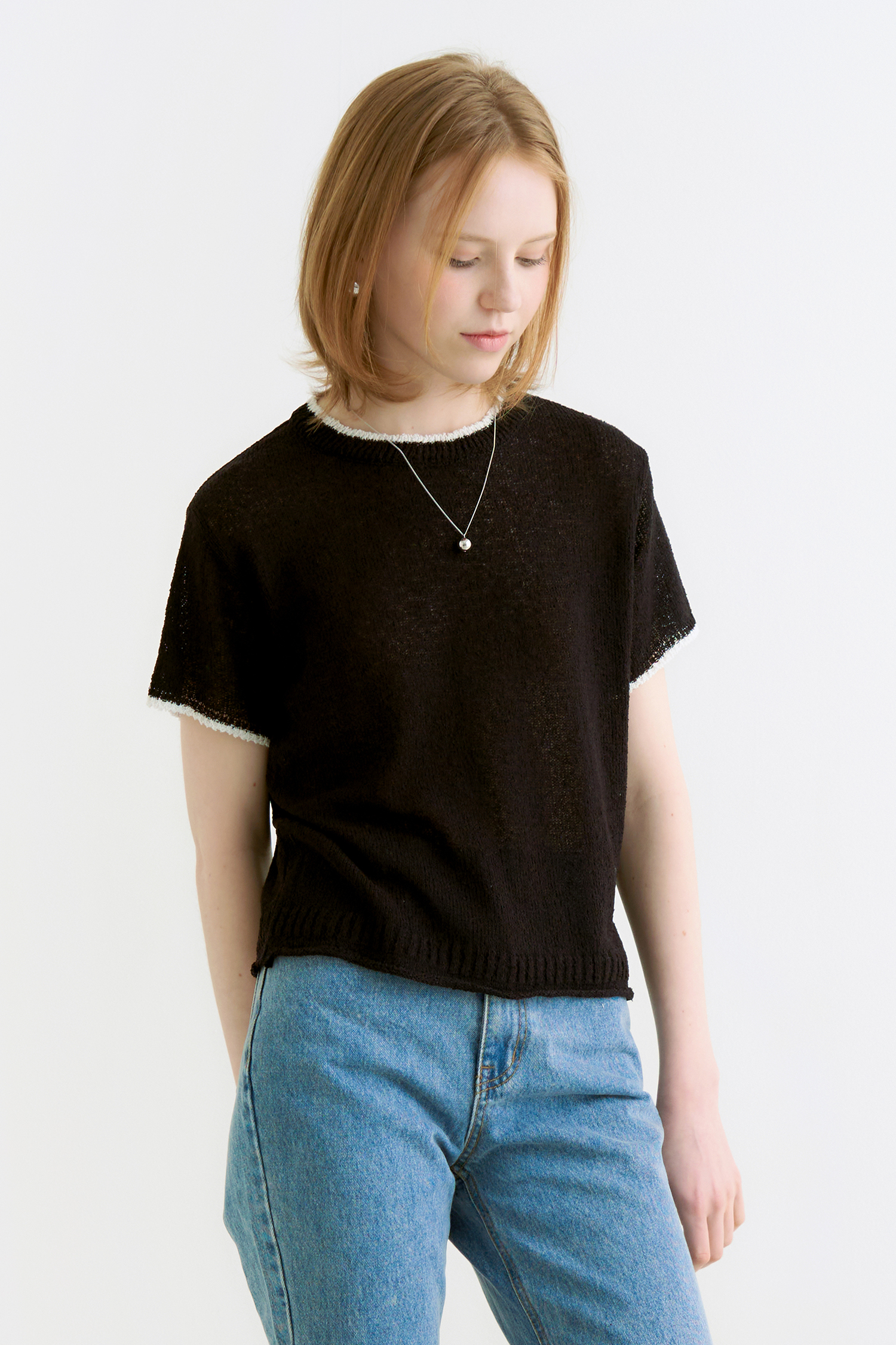 Coloring point half knit - black