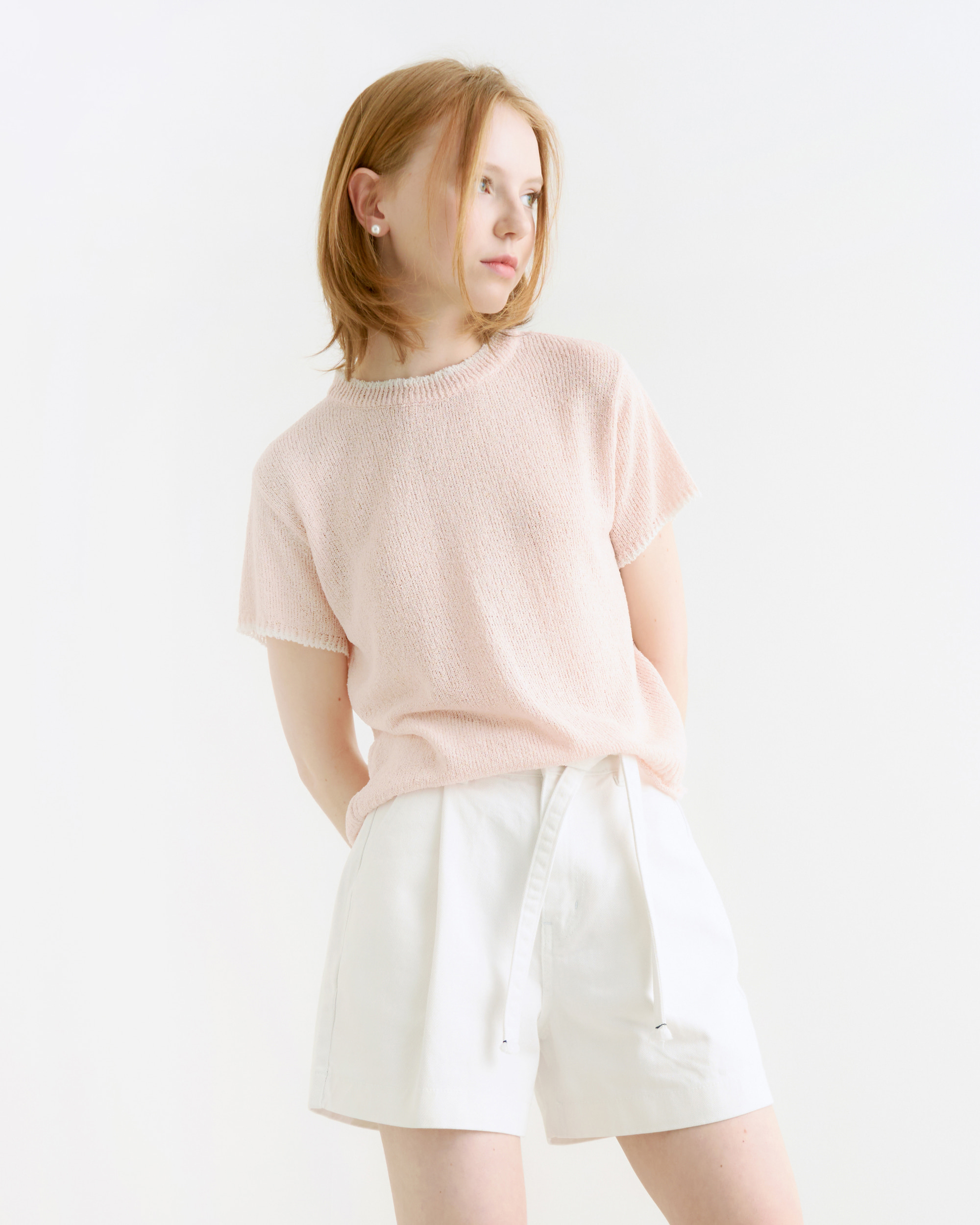 Coloring point half knit - pink