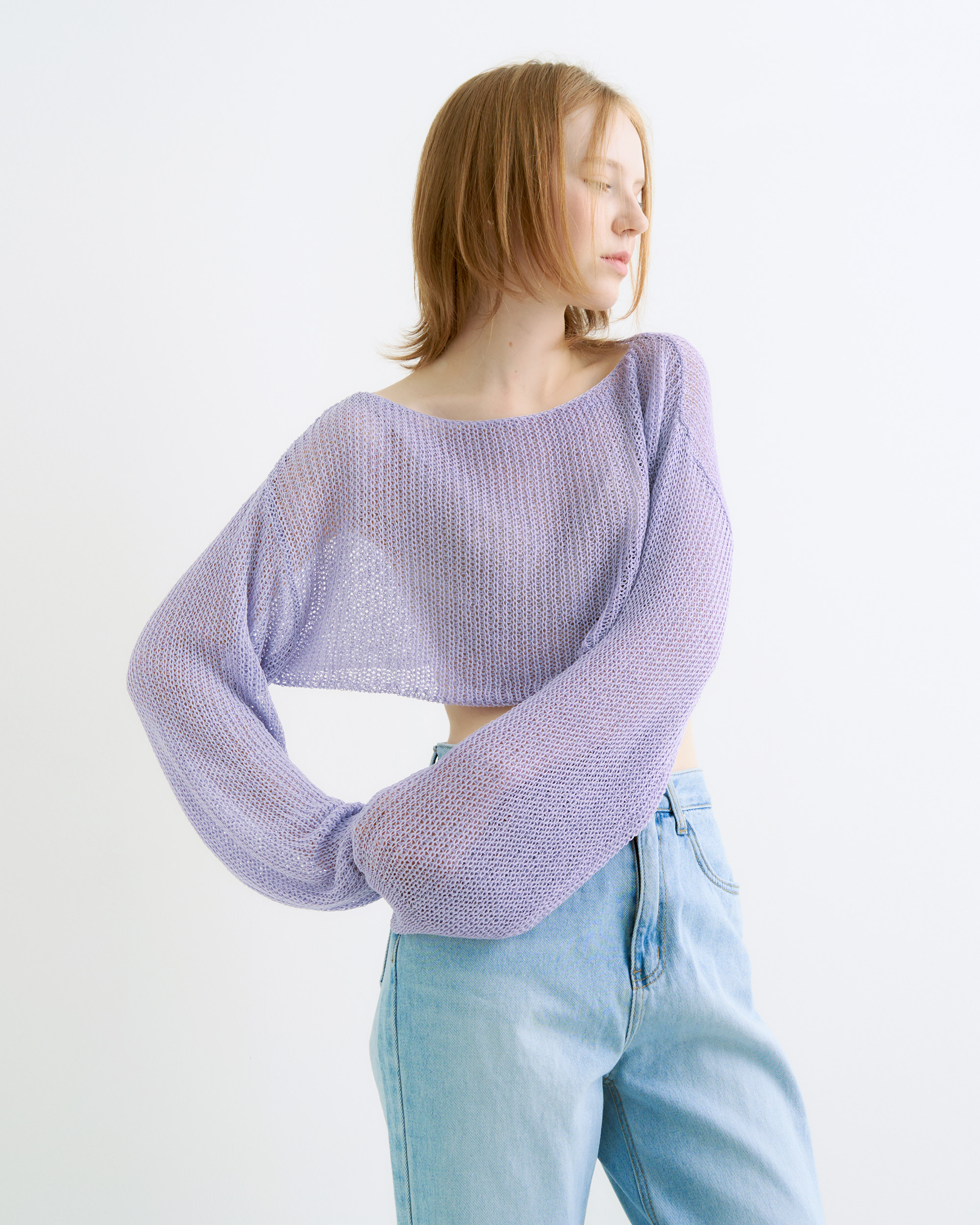 Mona layered crop knit bolero - purple