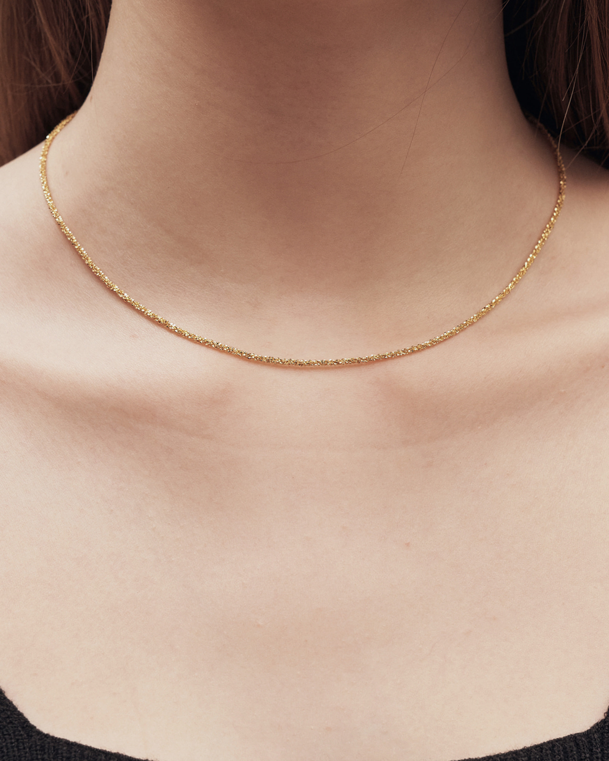 Glitter simple lining necklace - gold