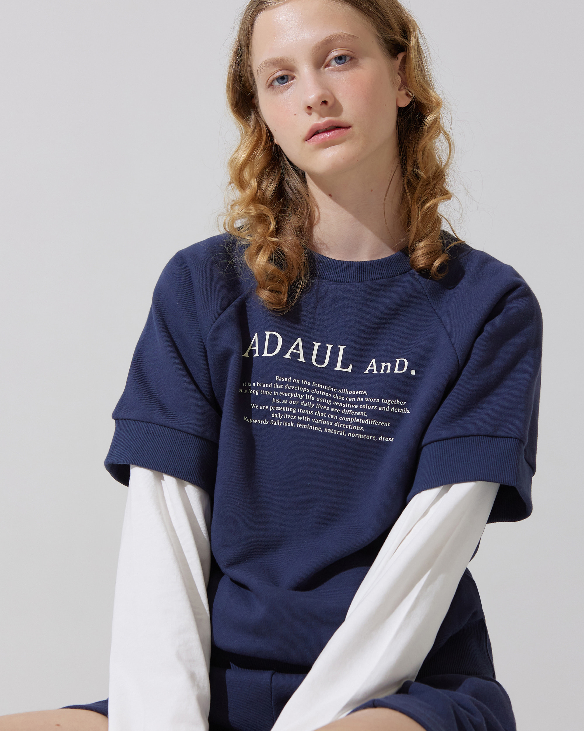 And lettering half sweat shirts - navy