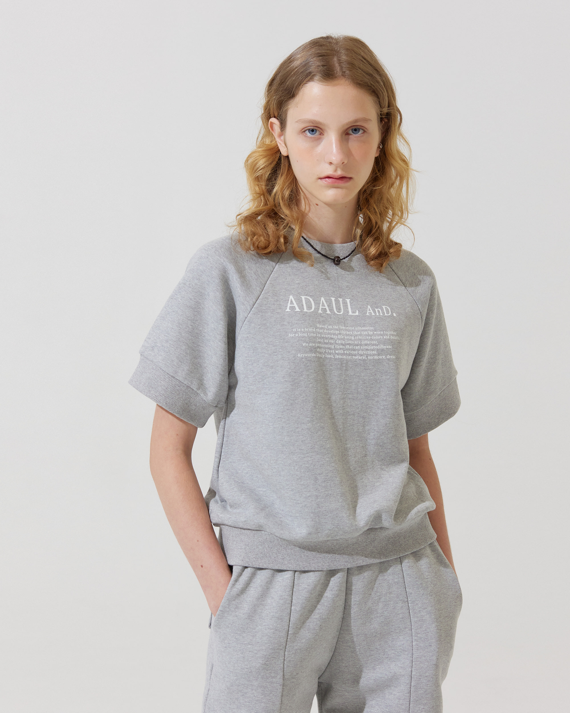 And lettering half sweat shirts - grey