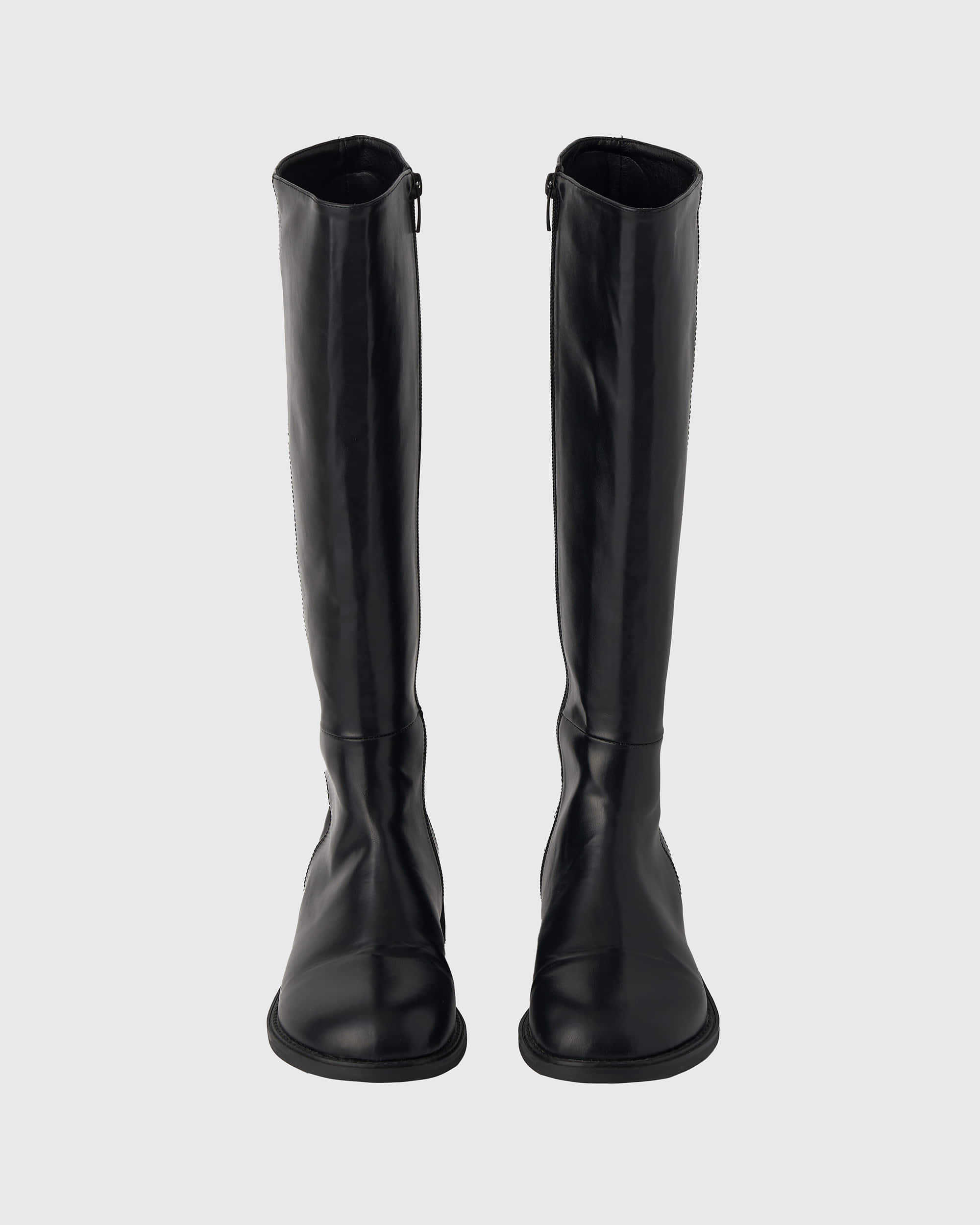 Emel leather round long boots - black