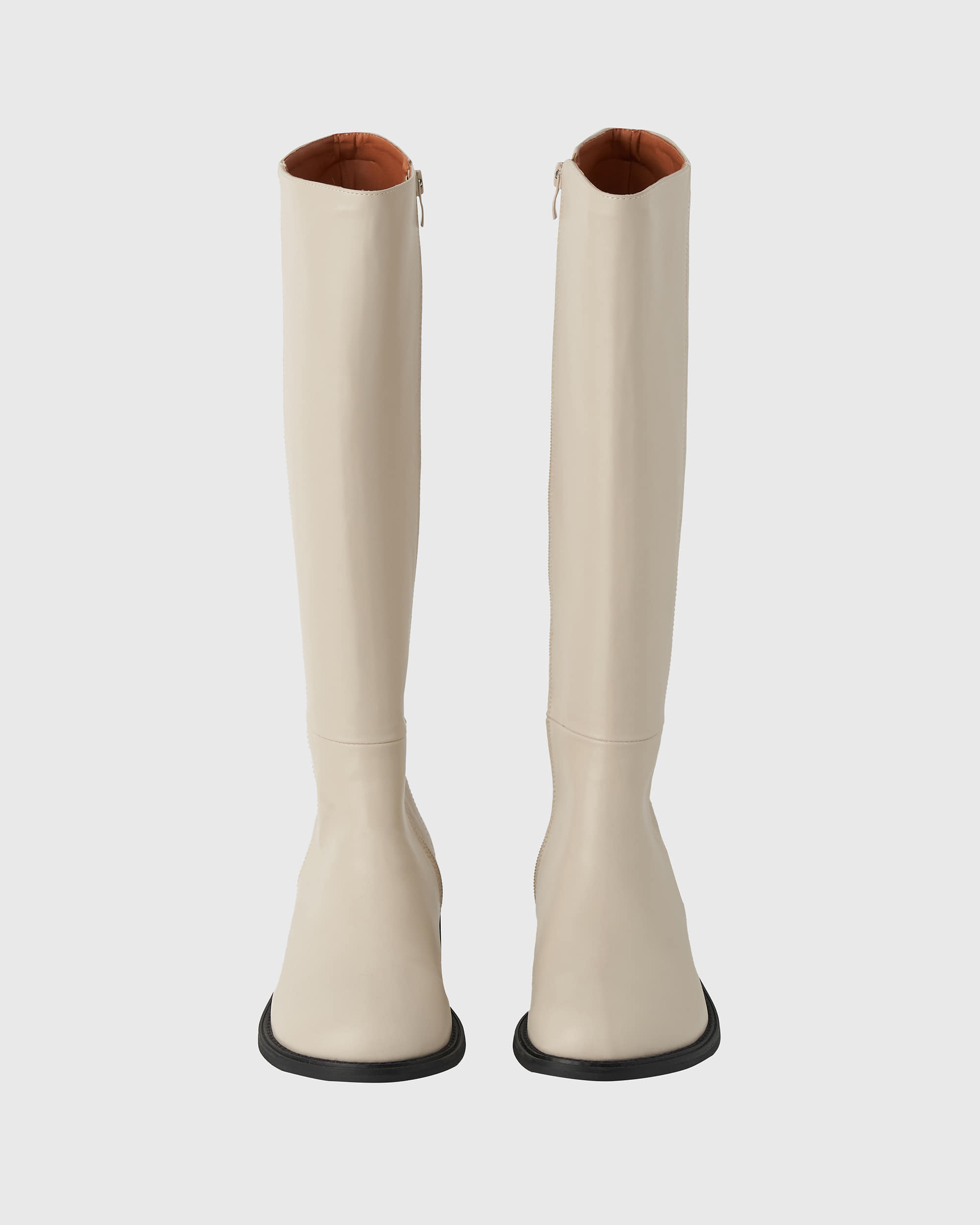 Emel leather round long boots - ivory