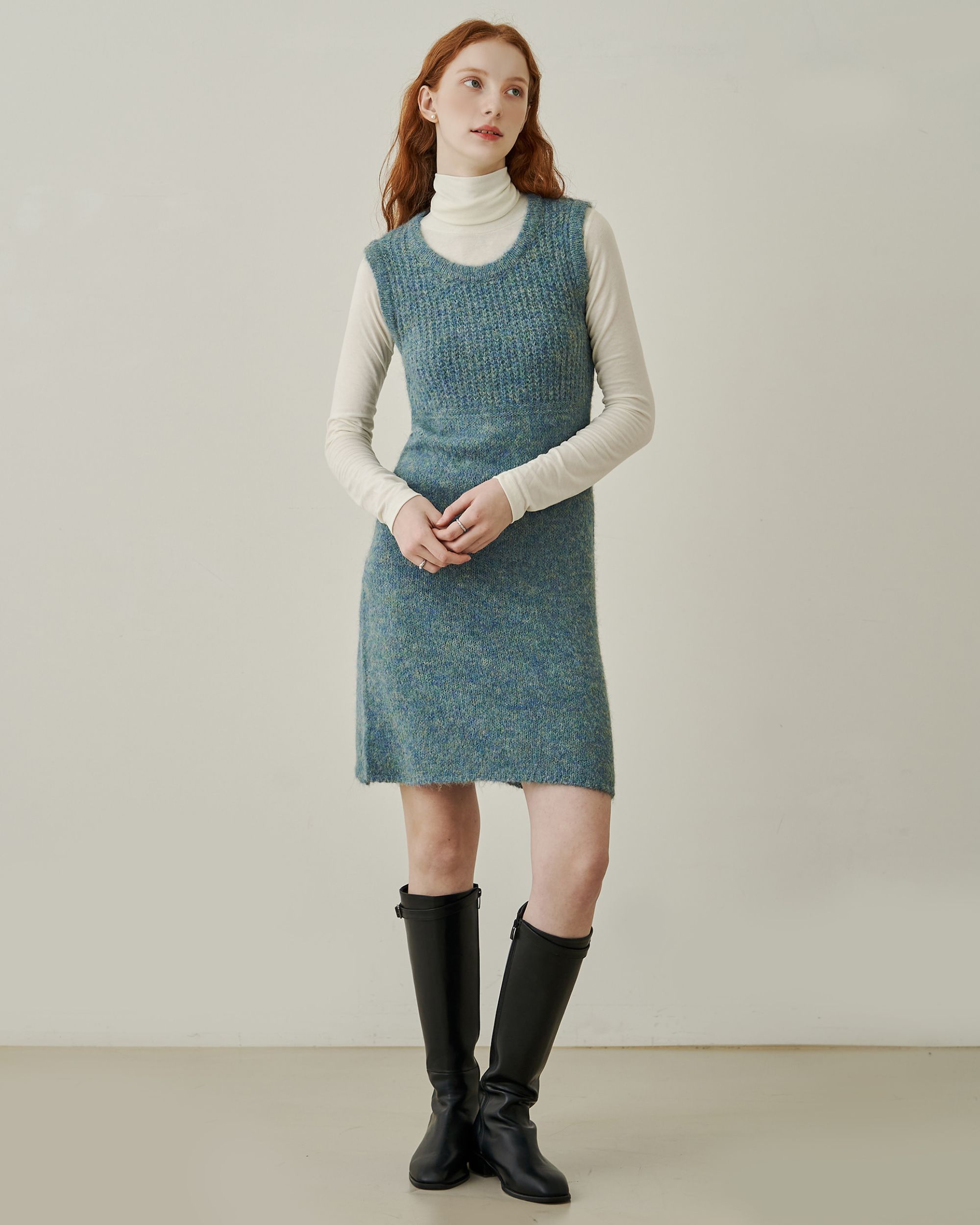 Kumi sleeveless knit mini dress - bluegrey