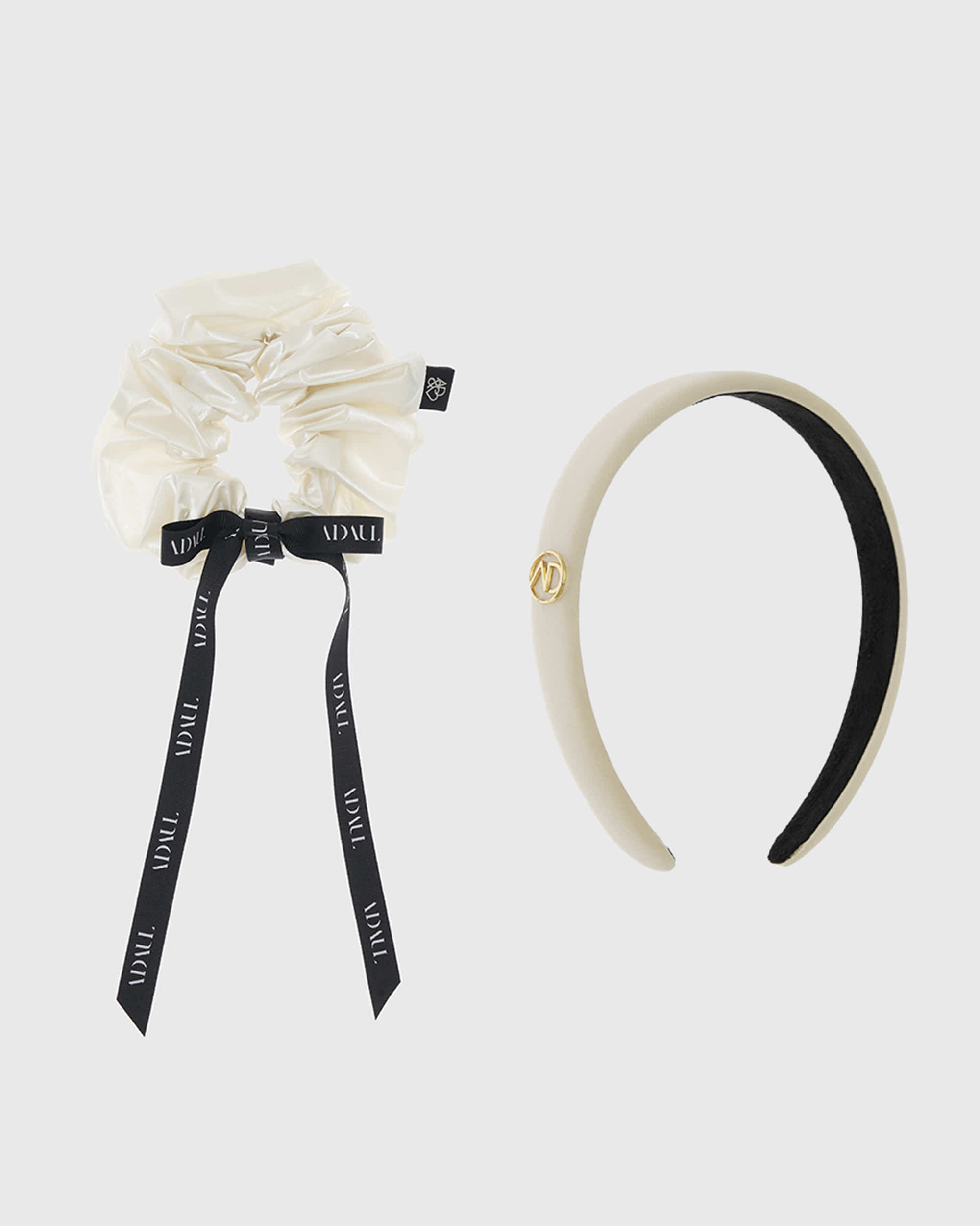 Qia ribbon scrunchy &amp; hairband set - white
