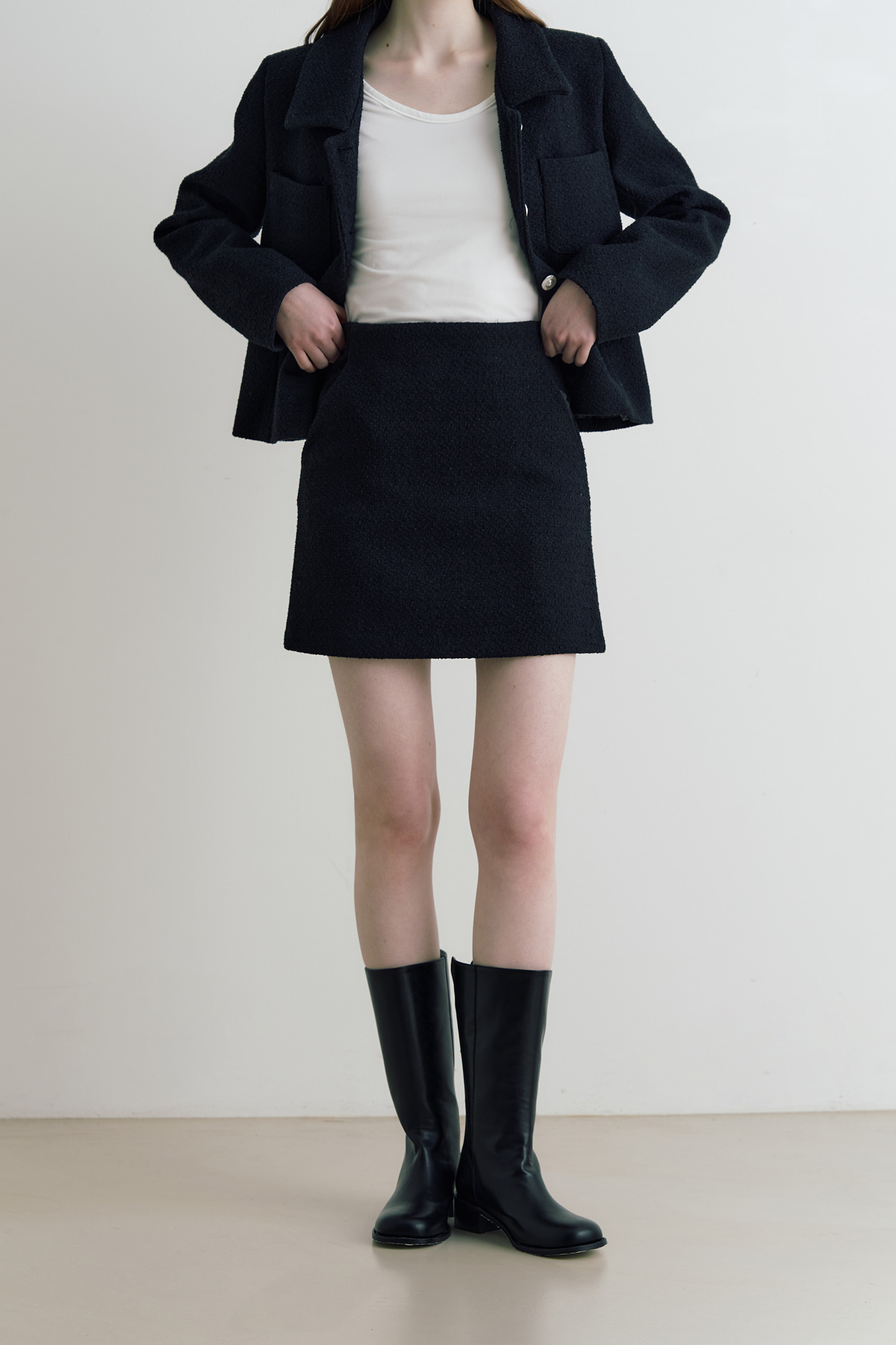 Ella tweed mini skirt - black